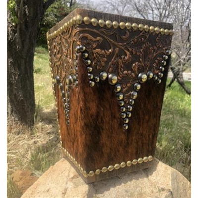 Leather/Cowhide Western Waste Basket